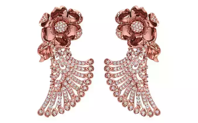 Women Drop  Earrings 3dm STL OBJ FBX Renders Details