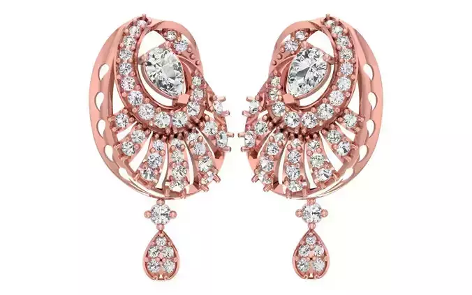 Women Drop  Earrings 3dm STL OBJ FBX Renders Details