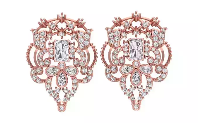 Women Earrings 3dm STL OBJ FBX Renders Details