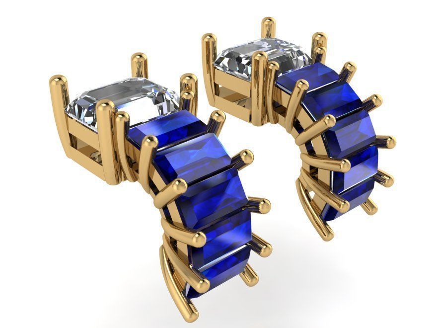 Marquise stone Earring 2680 3D print model 3D print model_1