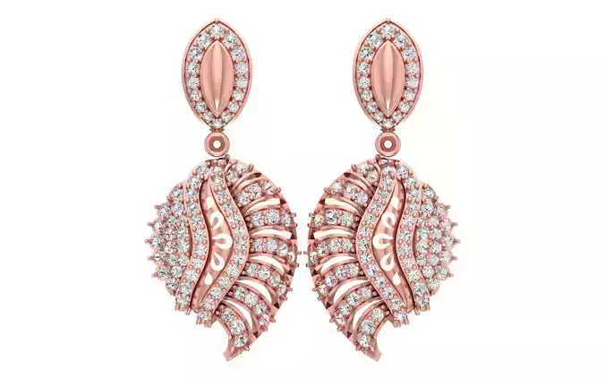 Women Drop Earrings 3dm STL OBJ FBX Renders Details
