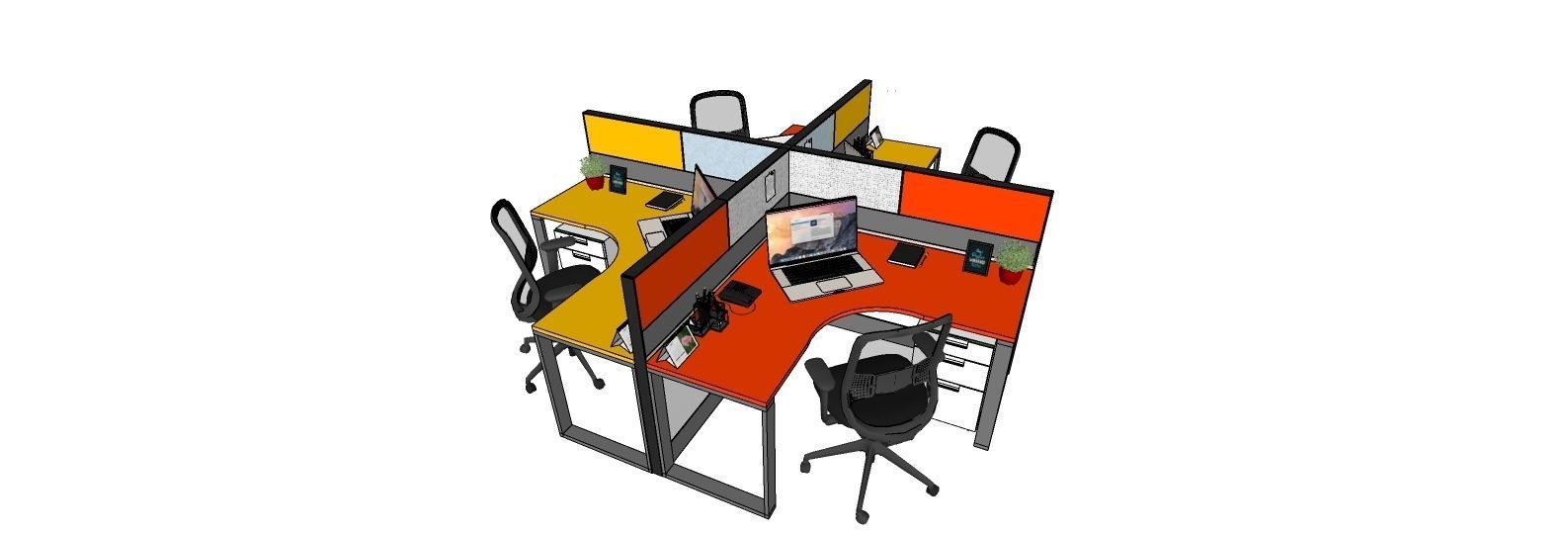workstation Low-poly 3D model_5