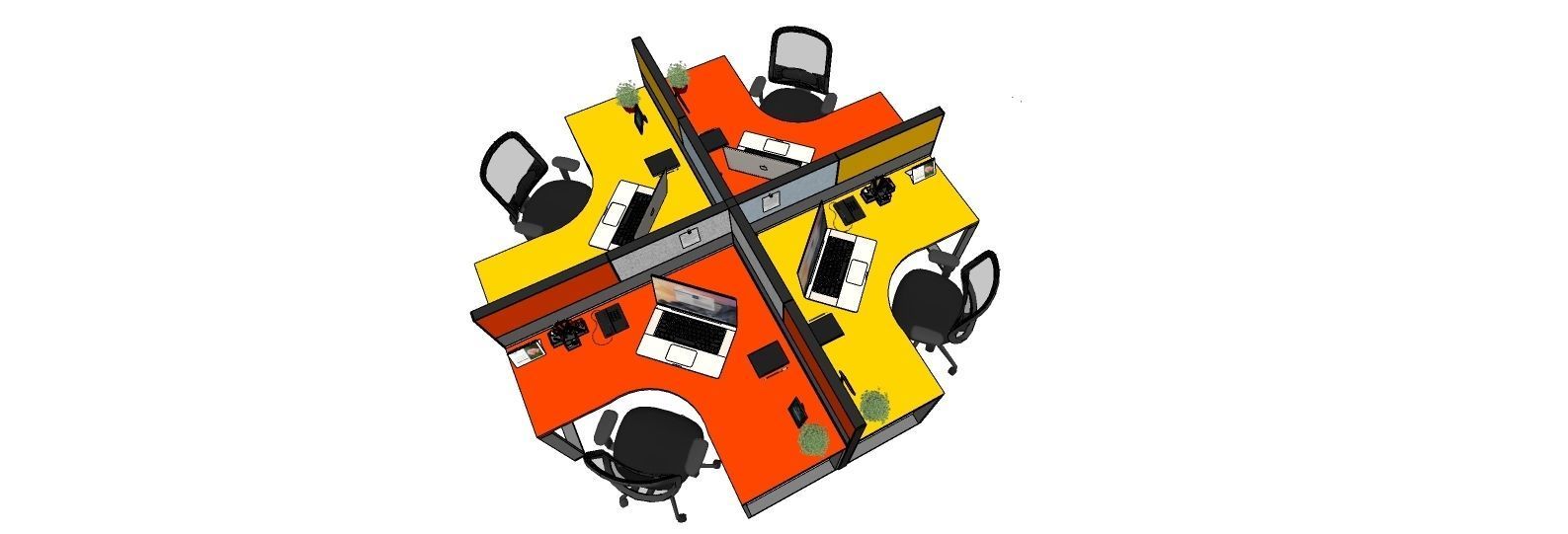 workstation Low-poly 3D model_6