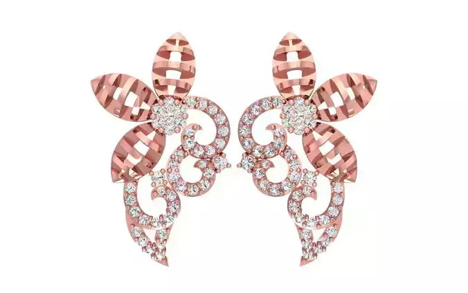 Women Drop  Earrings 3dm STL OBJ FBX Renders Details