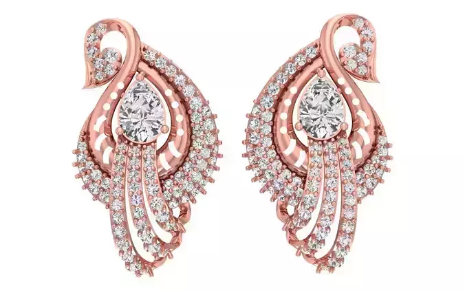 Women Drop Earrings 3dm STL OBJ FBX Renders Details