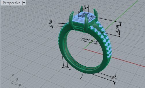 2-Row Square diamond ring 2682 3D print model 3D print model_7