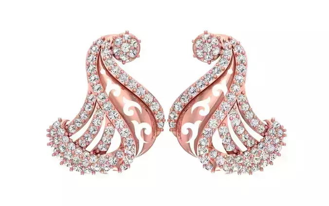 Women  Drop Earrings 3dm STL OBJ FBX Renders Details 3D print model