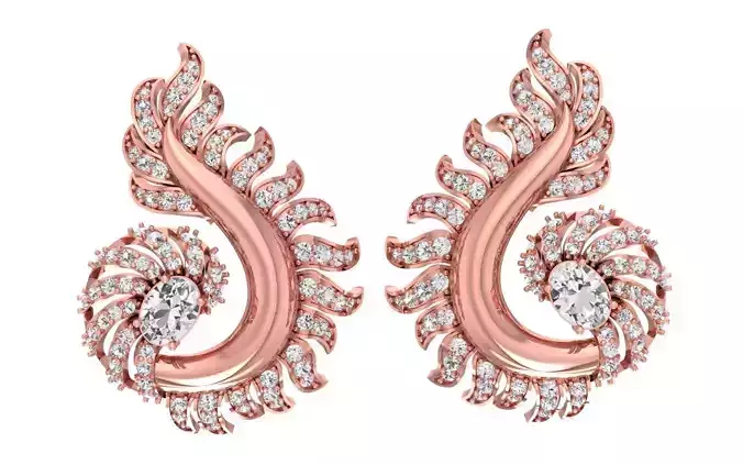 Women Flower Earrings 3dm STL OBJ FBX Renders Details 3D print model