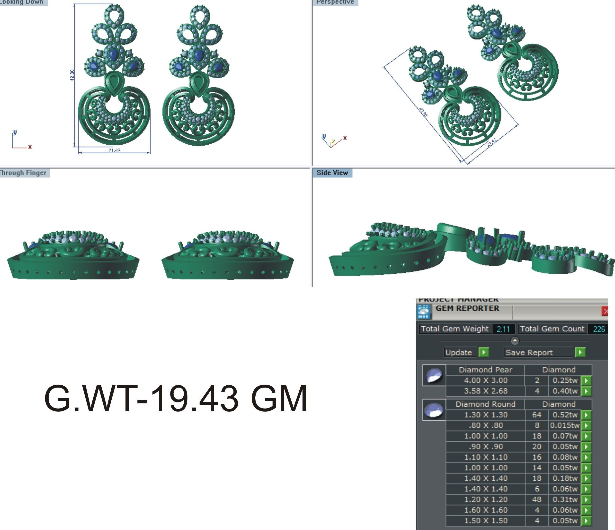 Women  Drop Earrings 3dm STL OBJ FBX Renders Details 3D print model_3