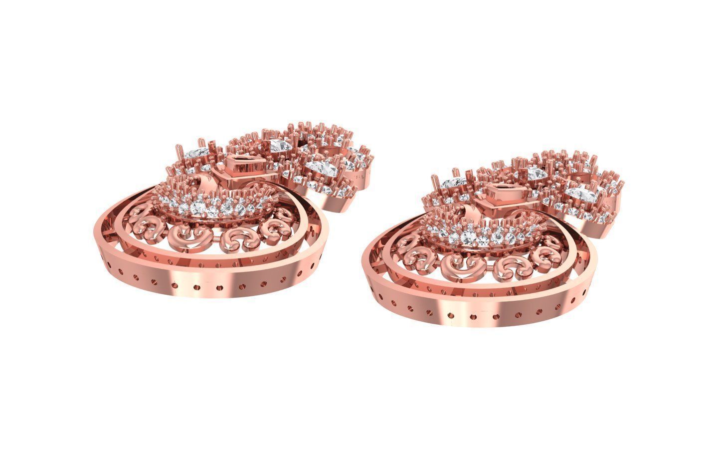 Women  Drop Earrings 3dm STL OBJ FBX Renders Details 3D print model_1