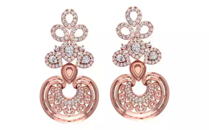 Women  Drop Earrings 3dm STL OBJ FBX Renders Details 3D print model