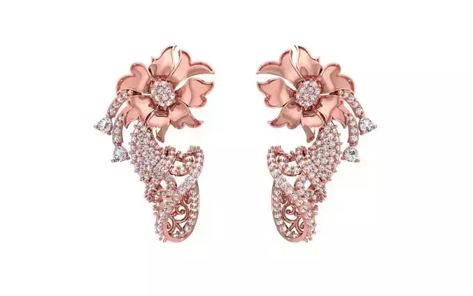 Women Drop Earrings 3dm STL OBJ FBX Renders Details