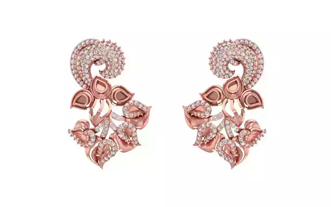 Women Drop  Earrings 3dm STL OBJ FBX Renders Details