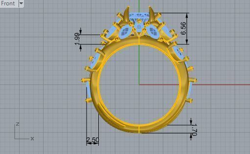 Diamond mixed ring 2687 3D print model 3D print model_5