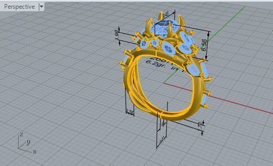 Diamond mixed ring 2687 3D print model 3D print model_7