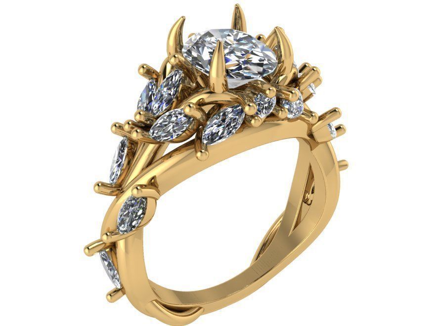 Diamond mixed ring 2687 3D print model 3D print model_1