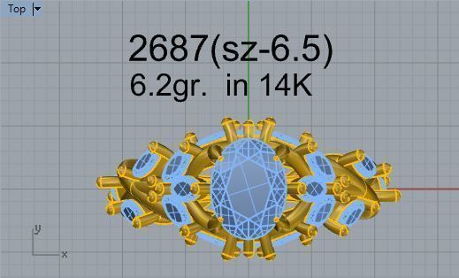 Diamond mixed ring 2687 3D print model 3D print model_4