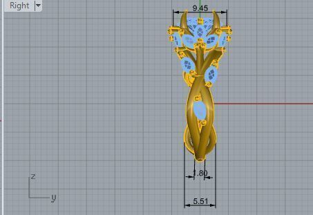 Diamond mixed ring 2687 3D print model 3D print model_6