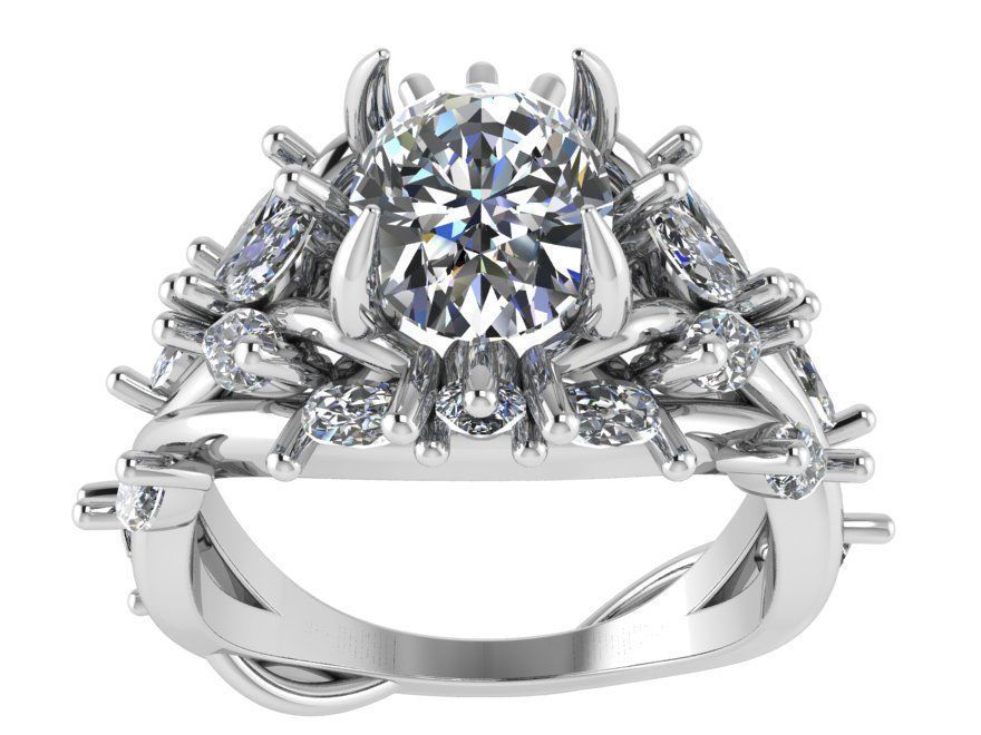 Diamond mixed ring 2687 3D print model 3D print model_2