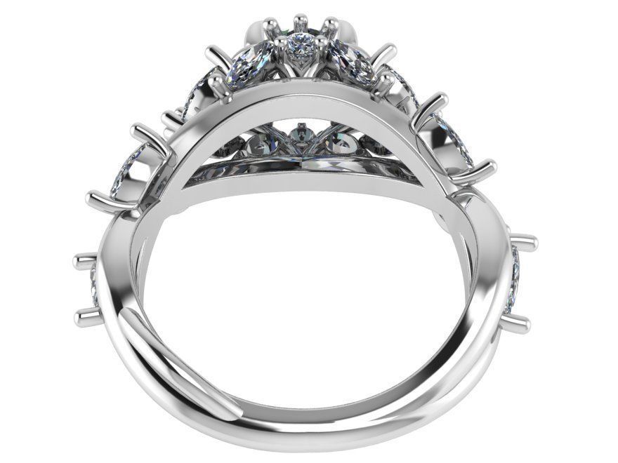 Diamond mixed ring 2687 3D print model 3D print model_3