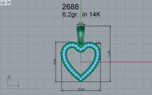 Nice Heart Pendant 2688 3D print model 3D print model_4