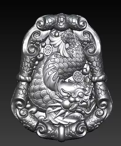 Dragon Fish Necklace 3D model_0