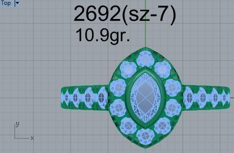 Double Halo Oval diamond ring 2692 3D print model 3D print model_4