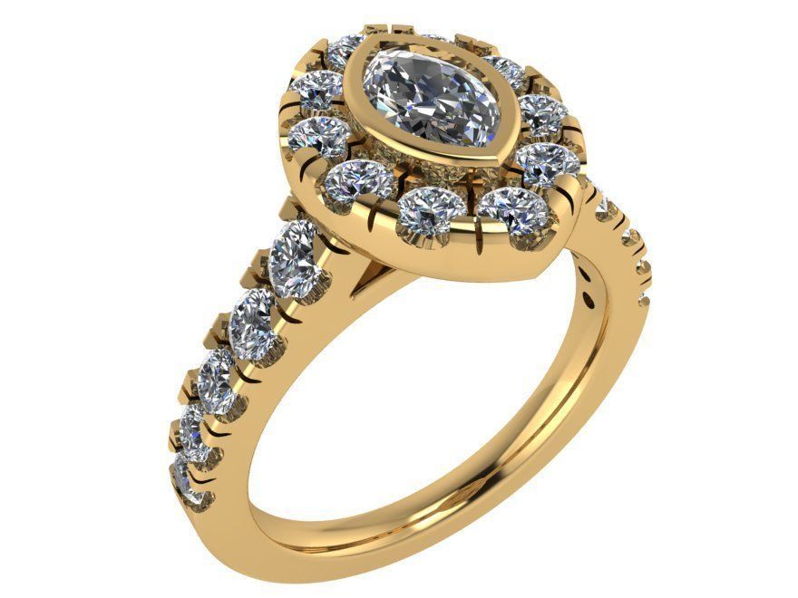 Double Halo Oval diamond ring 2692 3D print model 3D print model_1