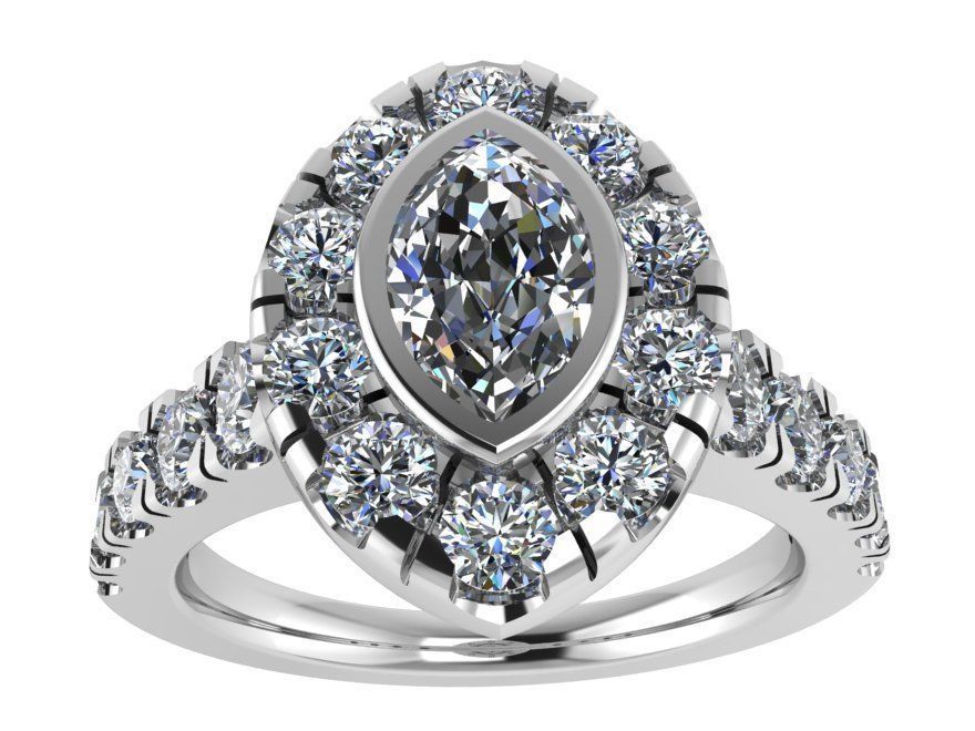 Double Halo Oval diamond ring 2692 3D print model 3D print model_2