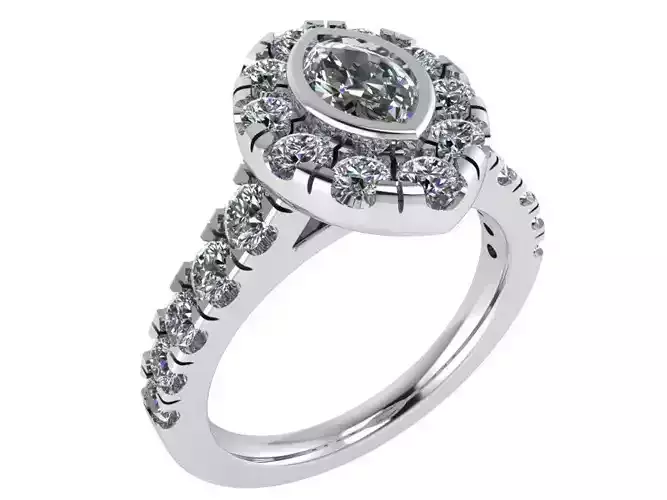 Double Halo Oval diamond ring 2692 3D print model