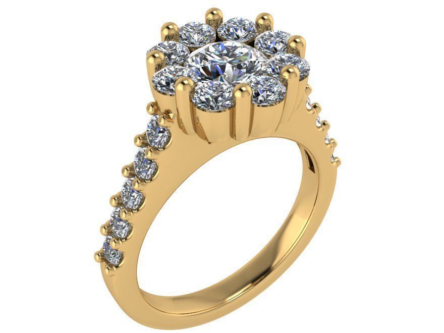 Opened flower Diamond ring 2693 3D print model 3D print model_1