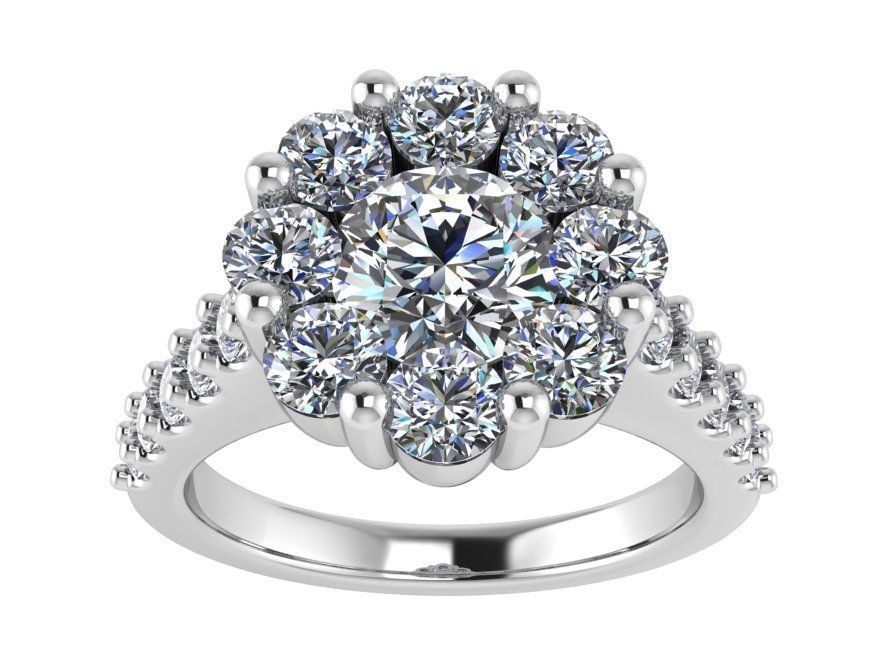 Opened flower Diamond ring 2693 3D print model 3D print model_2