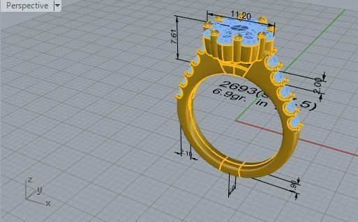 Opened flower Diamond ring 2693 3D print model 3D print model_7