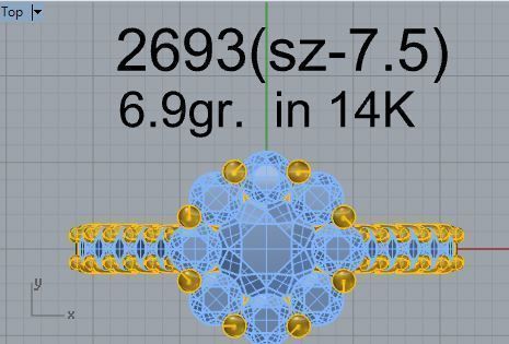 Opened flower Diamond ring 2693 3D print model 3D print model_4