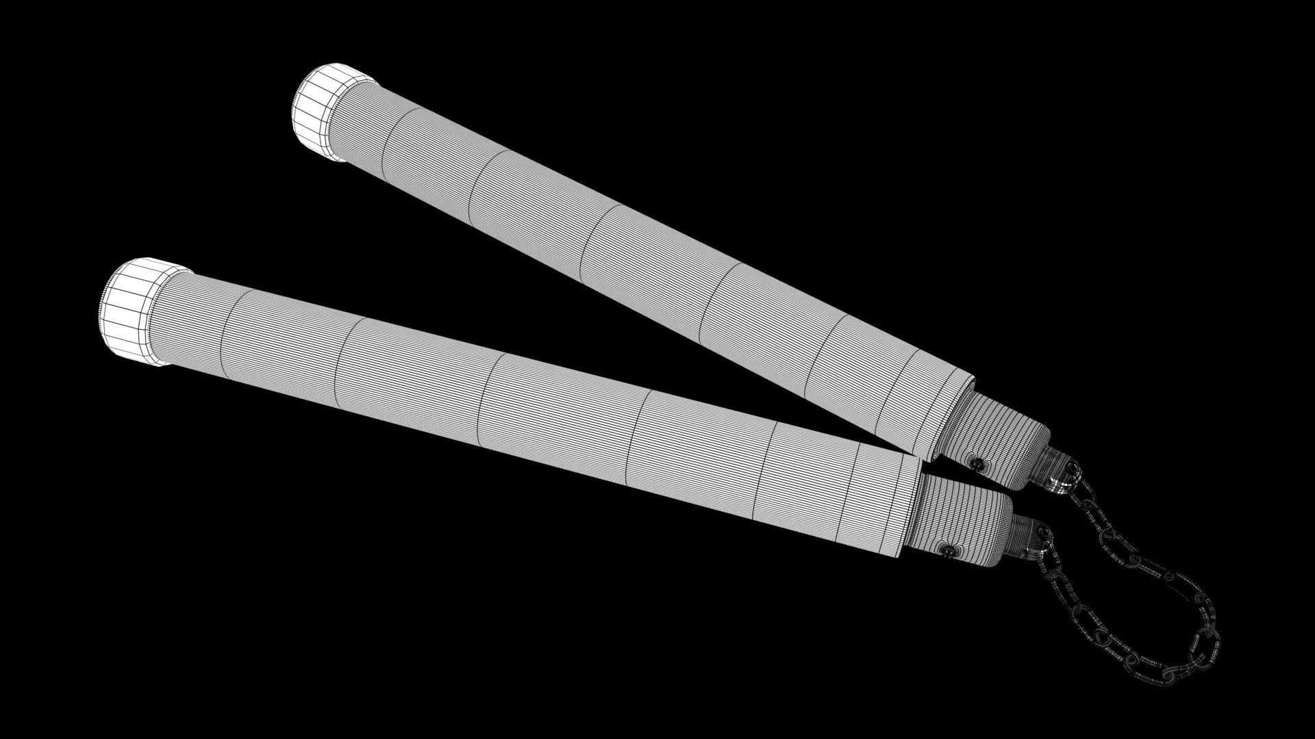 nunchucks pair of handcuffs 3D model_8