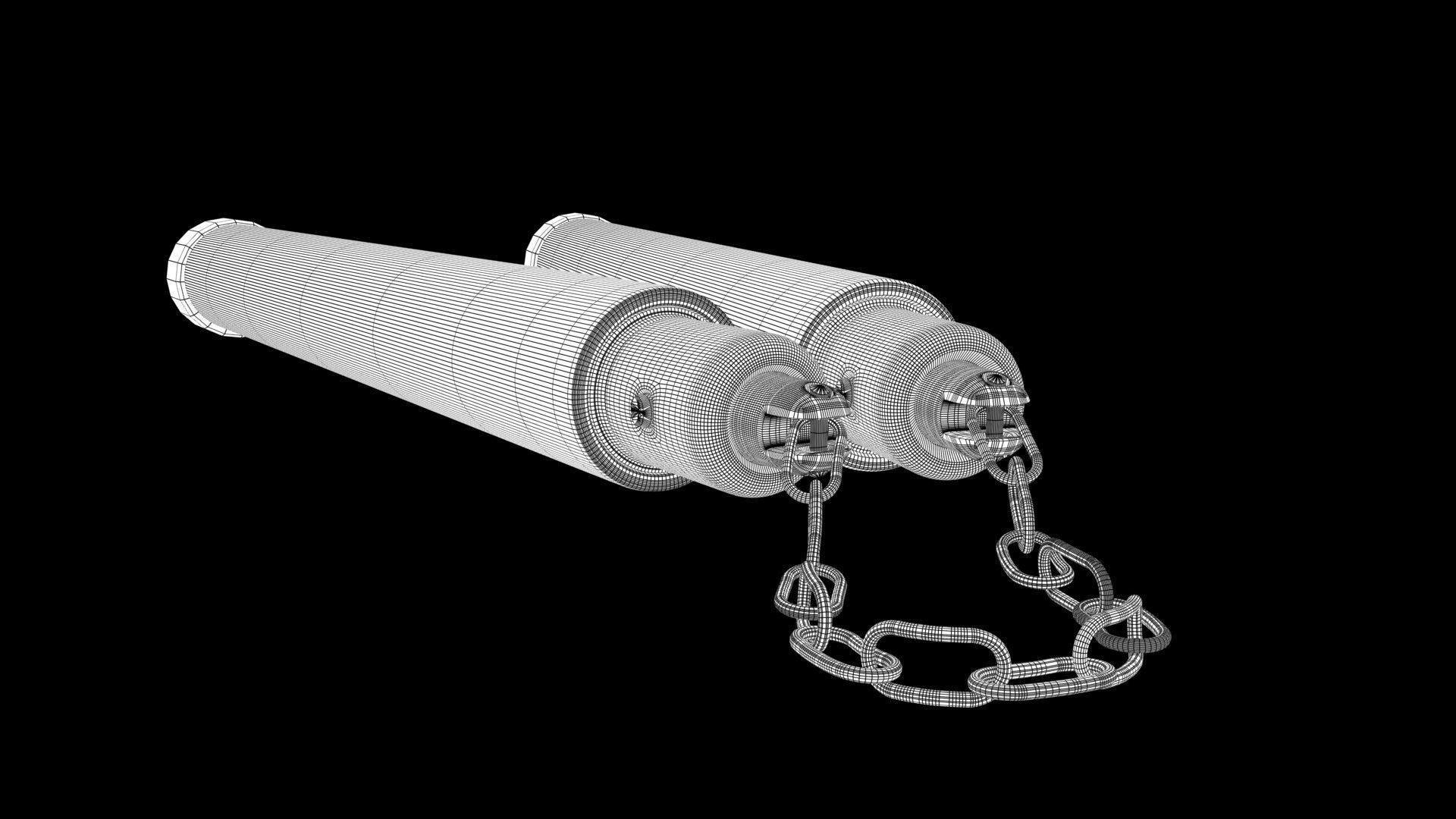 nunchucks pair of handcuffs 3D model_9
