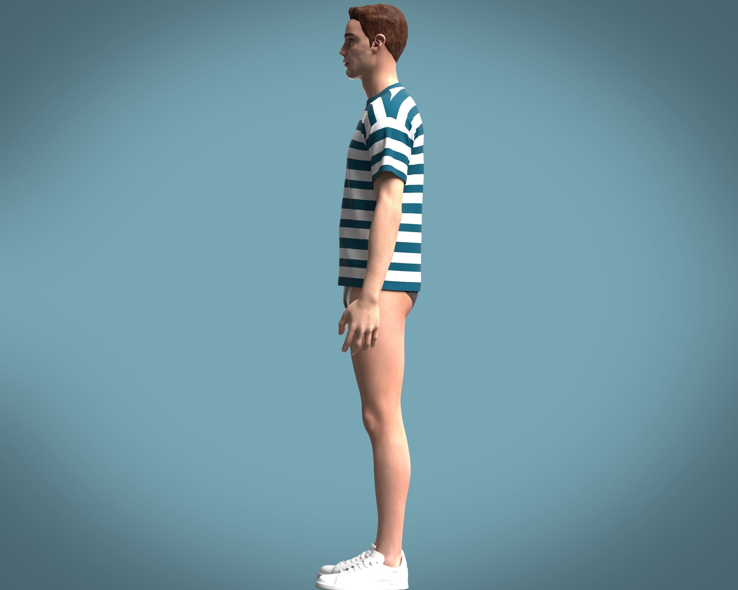 Stripe Rope Graphic-Tshirt 3D model_9