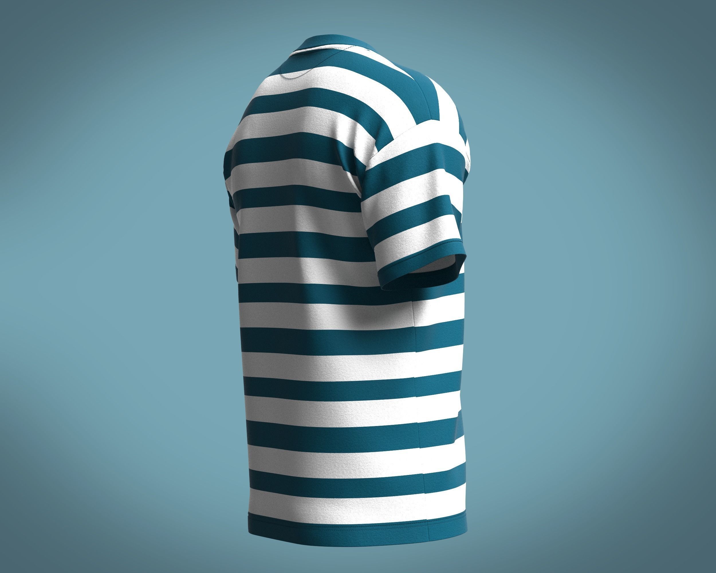 Stripe Rope Graphic-Tshirt 3D model_2