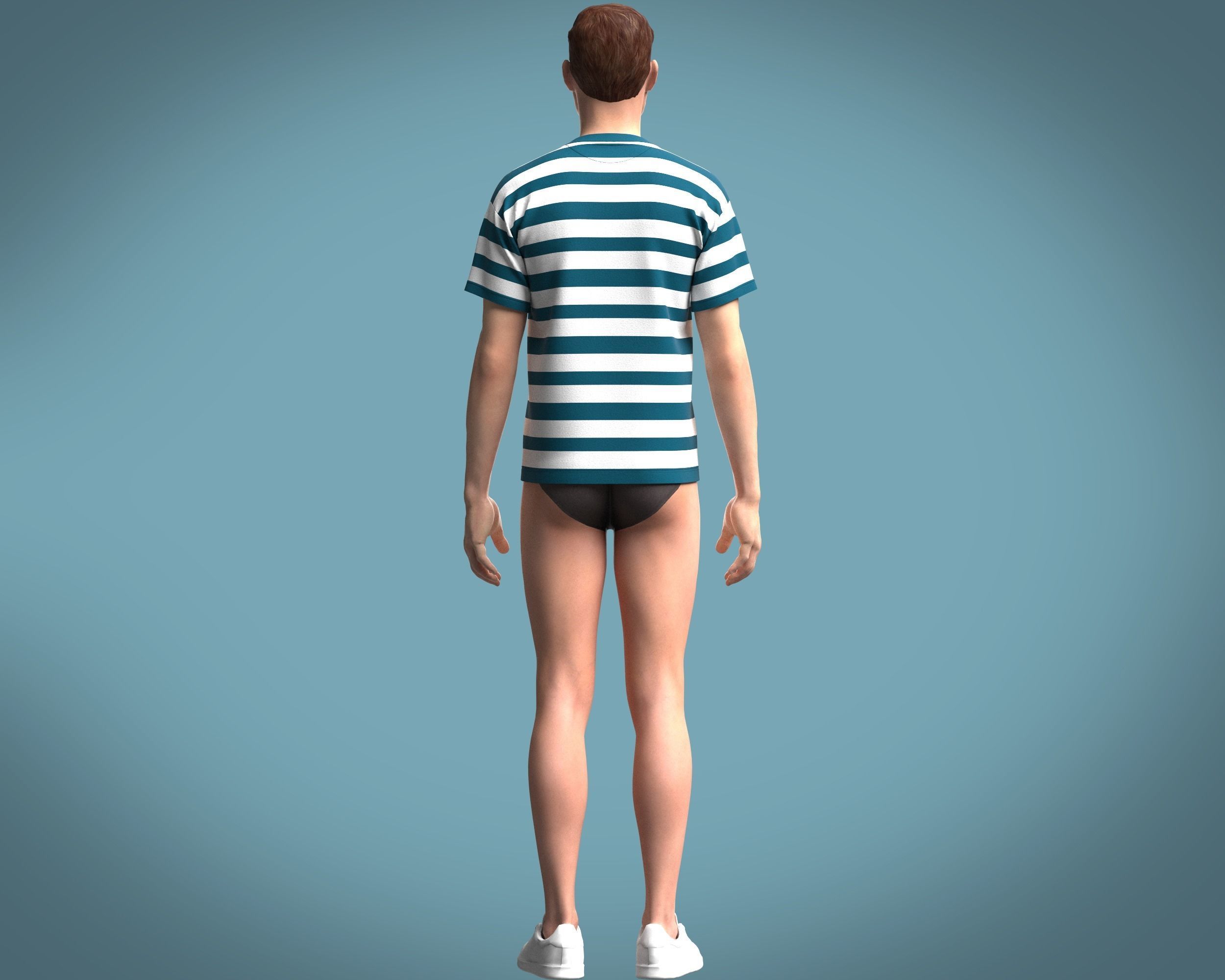 Stripe Rope Graphic-Tshirt 3D model_8