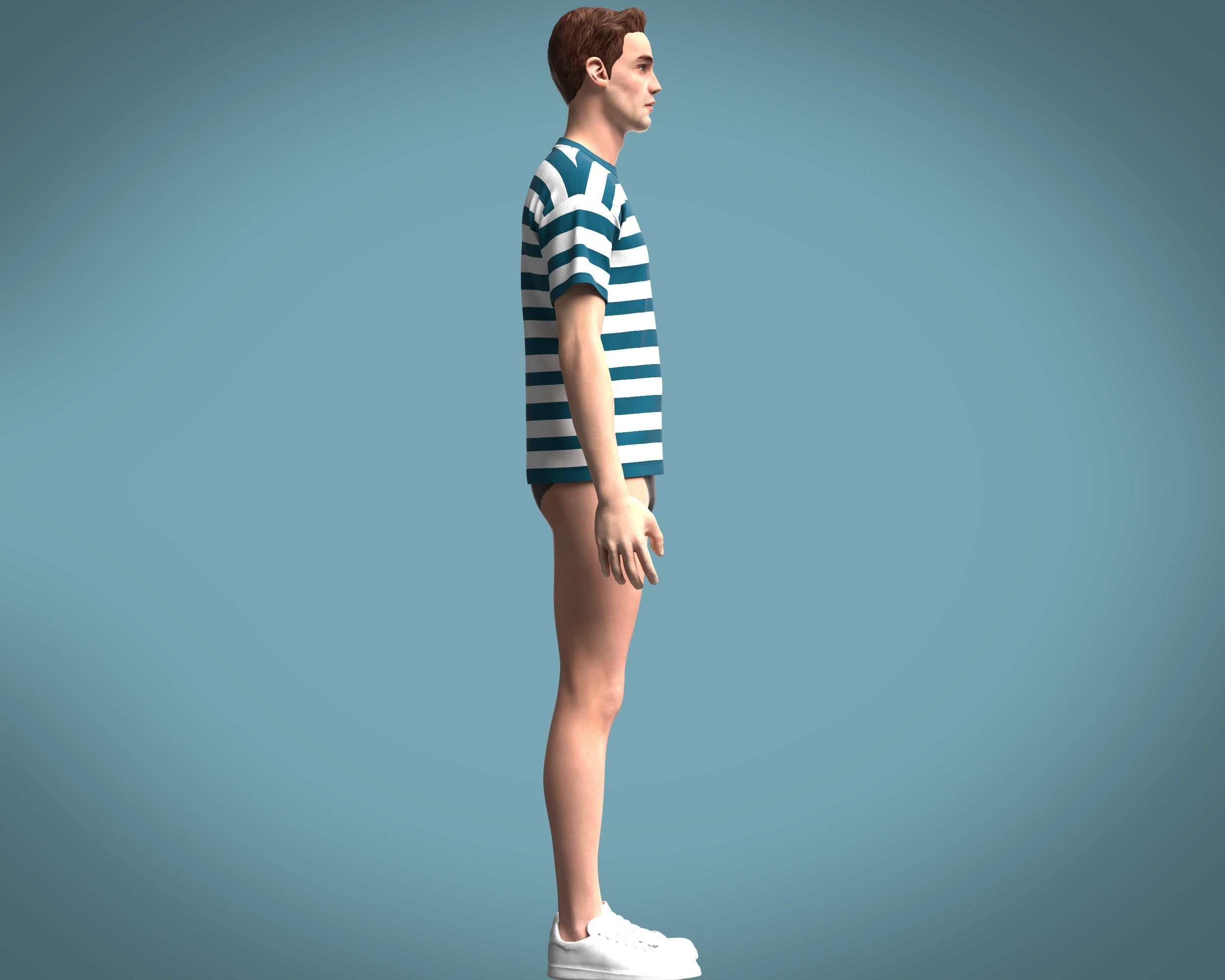 Stripe Rope Graphic-Tshirt 3D model_7