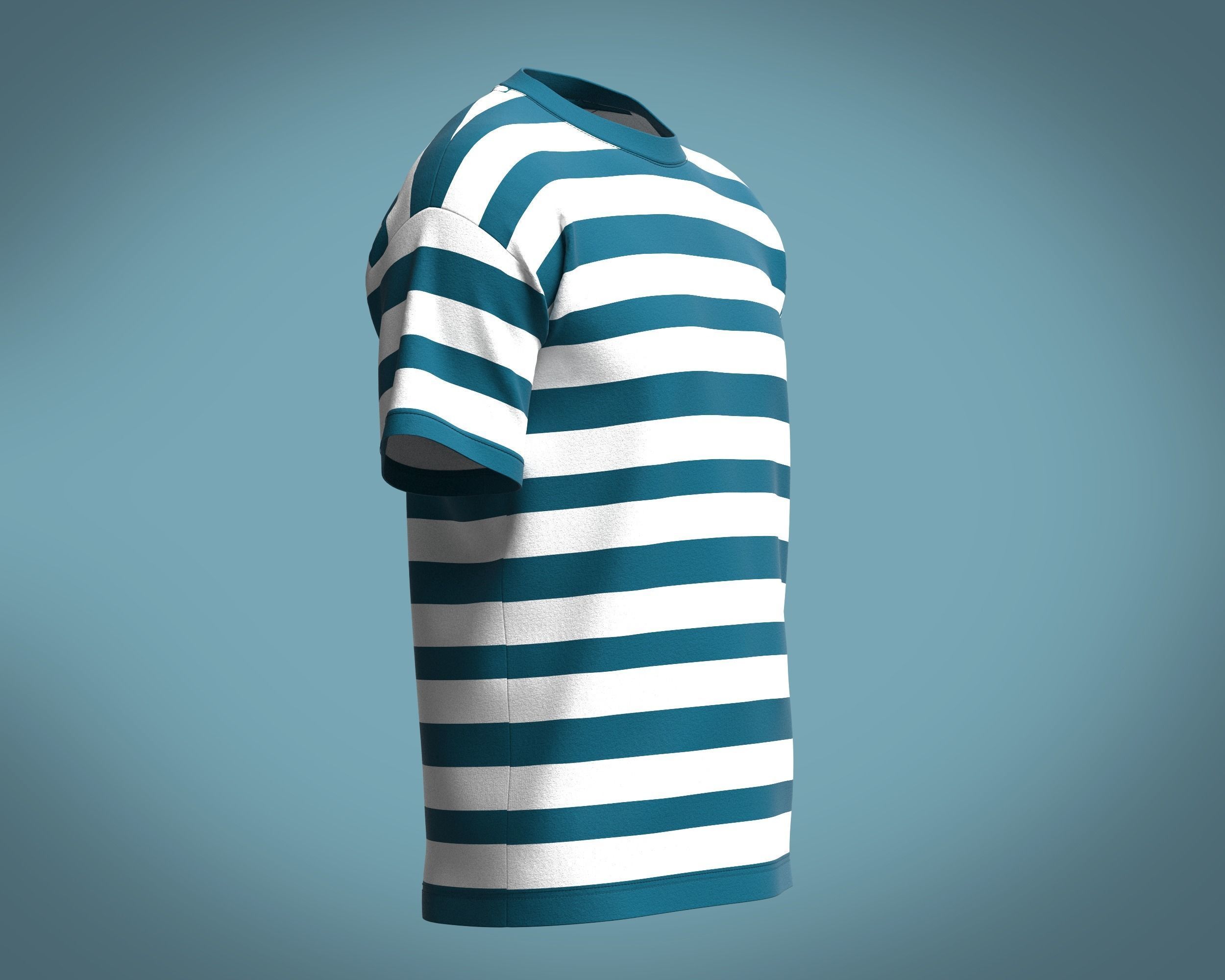 Stripe Rope Graphic-Tshirt 3D model_1