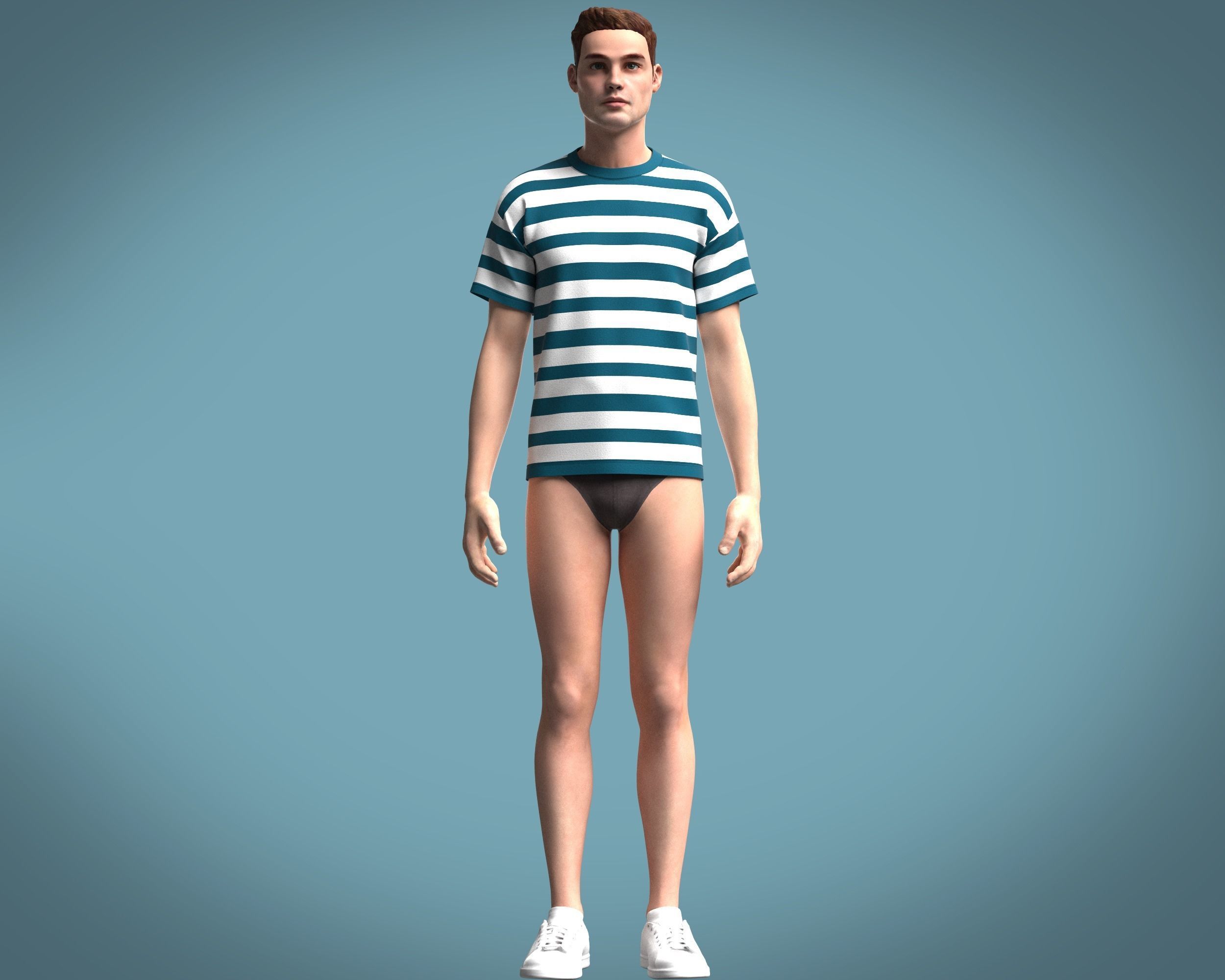 Stripe Rope Graphic-Tshirt 3D model_6