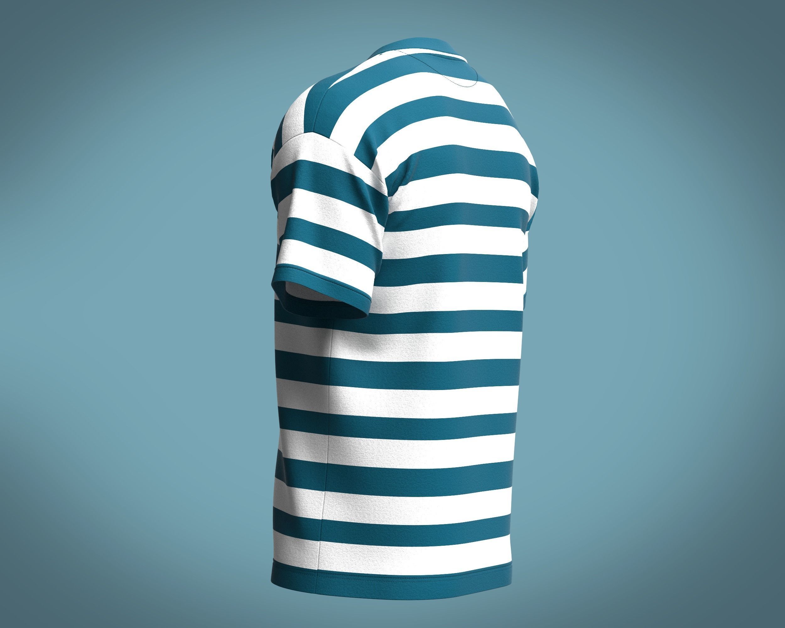 Stripe Rope Graphic-Tshirt 3D model_4