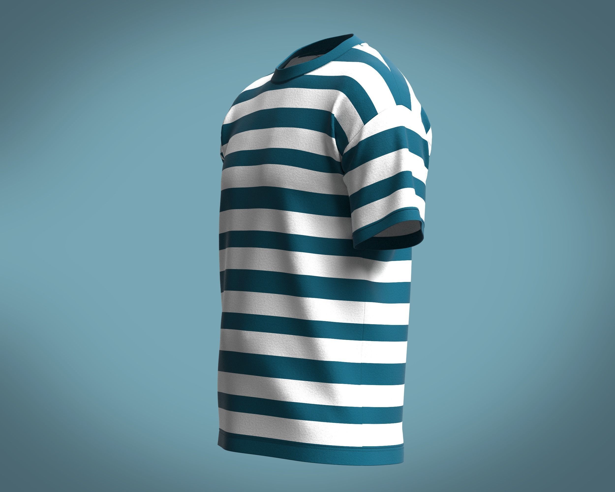 Stripe Rope Graphic-Tshirt 3D model_5