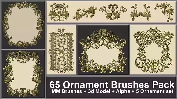 65 Ornaments Brushes - Pack  IMM Brushes and 5 Ornament Set 3D model