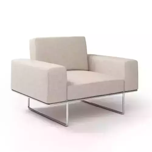 Retro White Armchair With Metal Legs