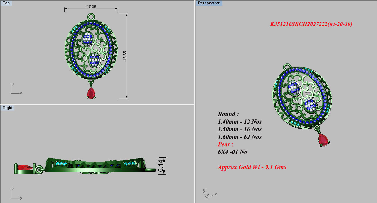 Women Pendants 3dm STL OBJ FBX Renders Details 3D print model_3