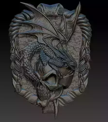dragon and skull pendant