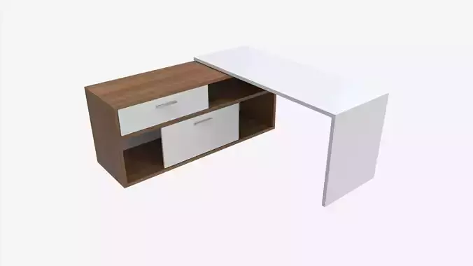 Office Desk L-shape 3D model