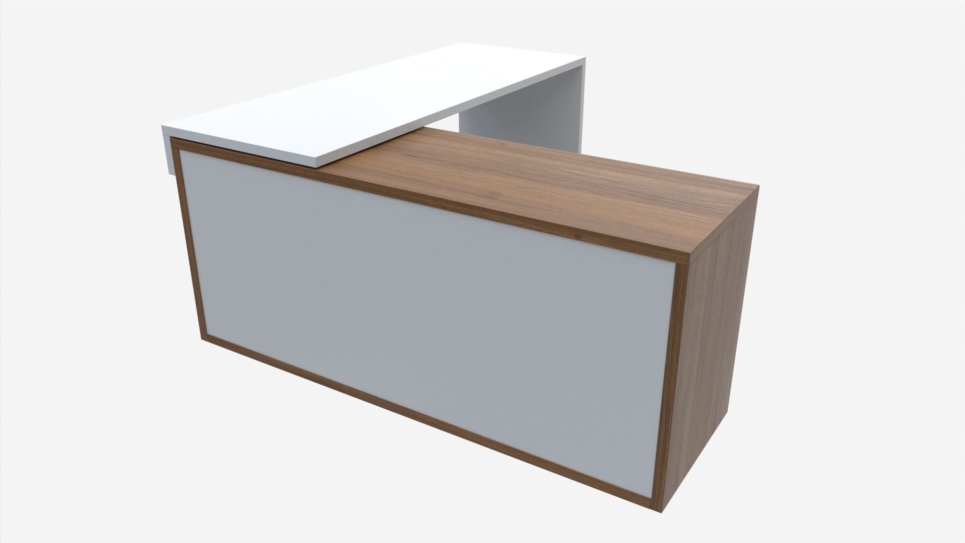 Office Desk L-shape 3D model_2